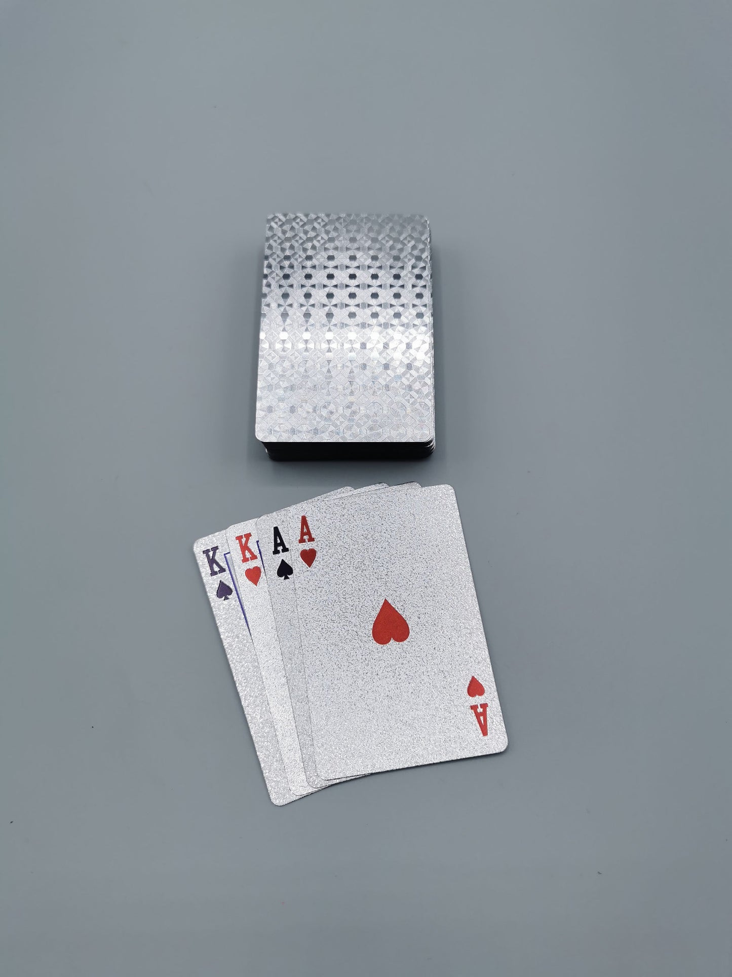 Luxury Silver Playing Cards - Embossed Waterproof Plastic Playing Card Deck
