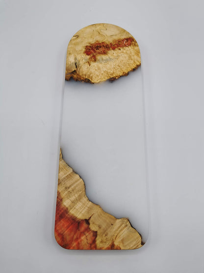 Extraordinary Cribbage Board - 3 Track Live edge maple burl and matte pearl white epoxy resin