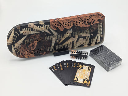 January 2025 60% off! Epoxy and burl cribbage board