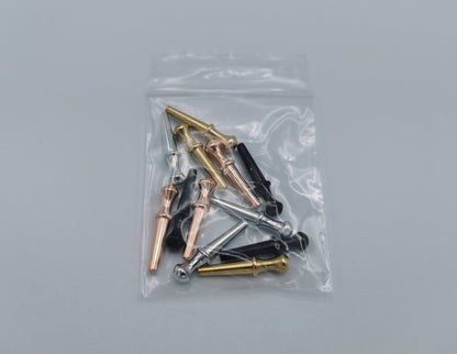 12 PC - Metal Cribbage Pegs - Black, Rose Gold, Silver, and Brass