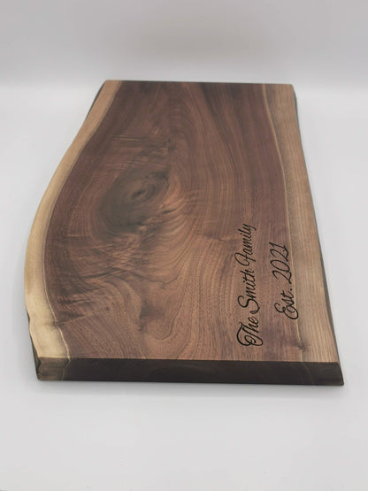 Live edge Canadian Black Walnut Charcuterie Board - Optional engraving available!