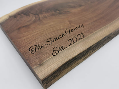 Live edge Canadian Black Walnut Charcuterie Board - Optional engraving available!
