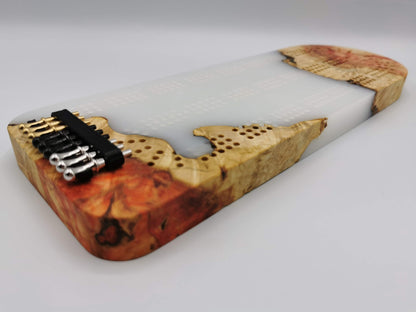 Extraordinary Cribbage Board - 3 Track Live edge maple burl and matte pearl white epoxy resin