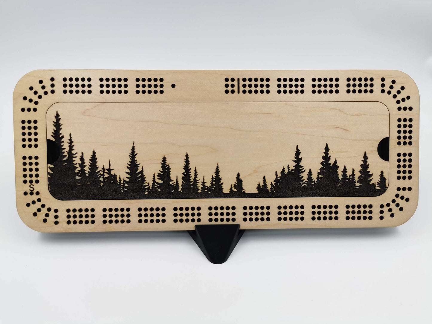 Custom Engraved Forest Cribbage Board - 3 track