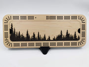 Forest Engraved Cribbage Board — Three Track