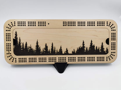 Custom Engraved Forest Cribbage Board - 3 track