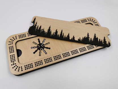Custom Engraved Forest Cribbage Board - 3 track